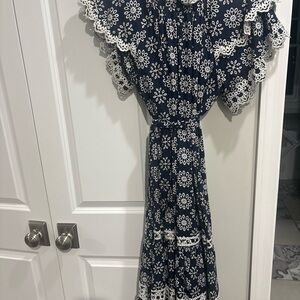 Elegant Navy and White Floral Dress
